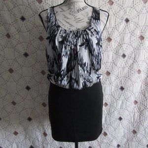 EUC XXI Black & White Blouson Bodycon Mini Dress M